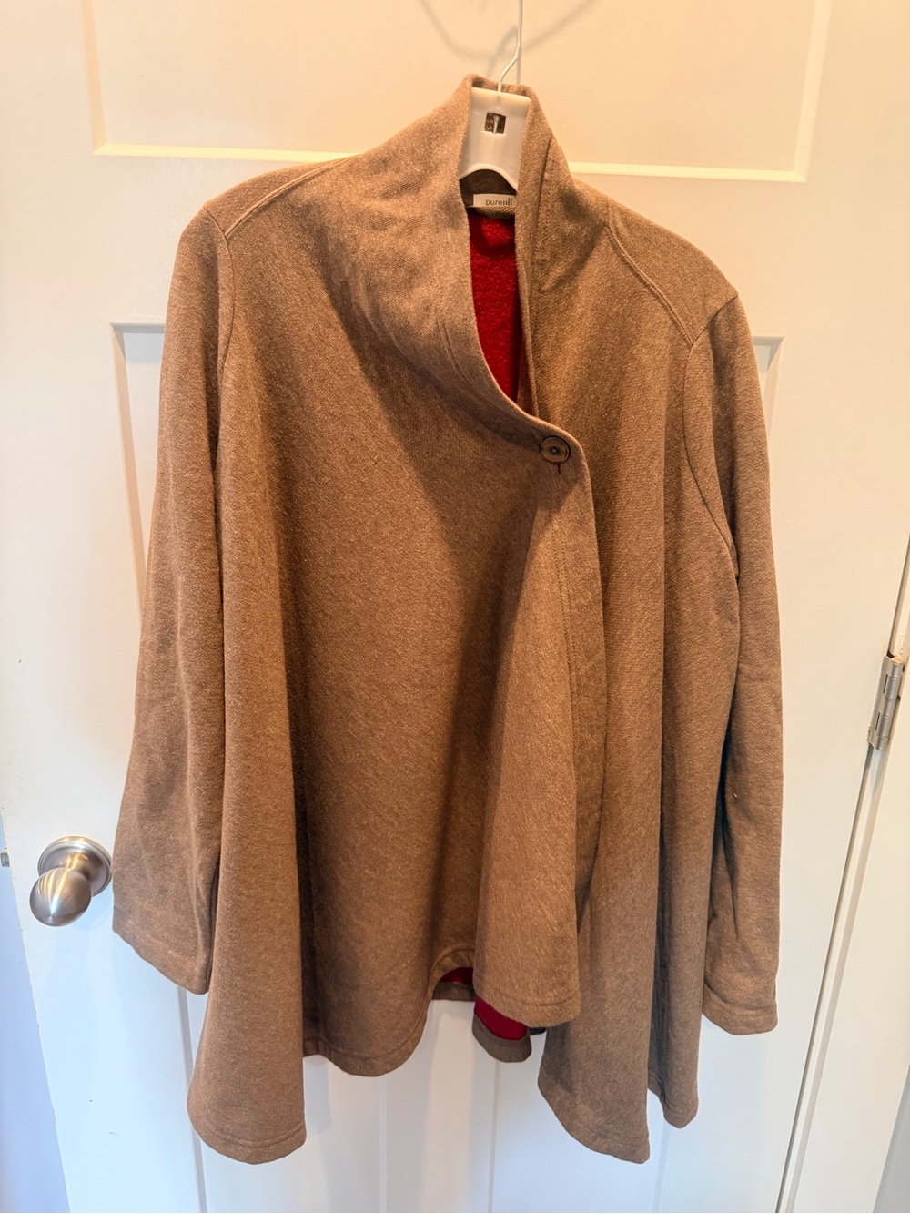 Pure Jill J.Jill Medium Taupe Draped Asymmetrical Button Cardigan Jacket